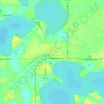 Mappa topografica Madison Lake, altitudine, rilievo