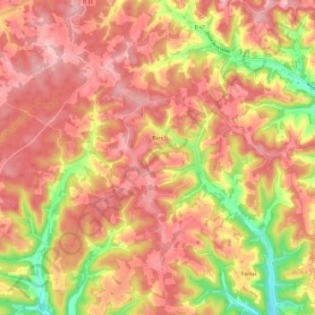 Mappa topografica Bars, altitudine, rilievo