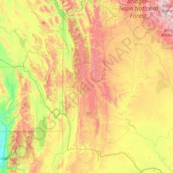 Mappa topografica Lincoln County, altitudine, rilievo