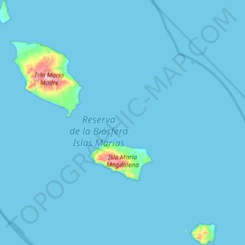 Mappa topografica Islas Marías, altitudine, rilievo