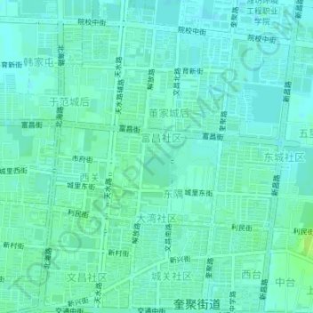 Mappa topografica 大湾社区, altitudine, rilievo