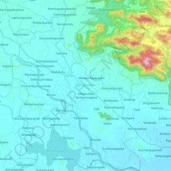 Mappa topografica Veeraghattam, altitudine, rilievo