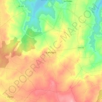 Mappa topografica El Manzano, altitudine, rilievo