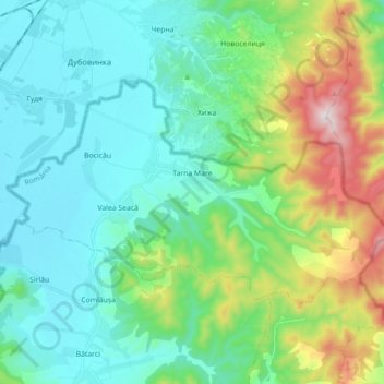 Mappa topografica Tarna Mare, altitudine, rilievo
