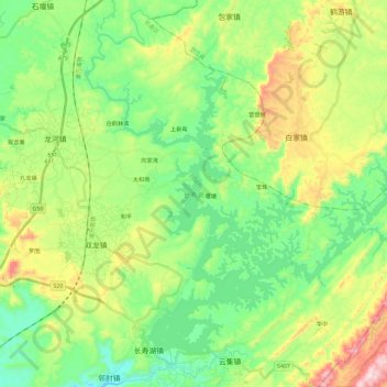 Mappa topografica 长寿湖, altitudine, rilievo