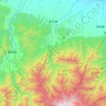 Mappa topografica 营头镇, altitudine, rilievo