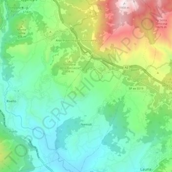 Mappa topografica Nemoli, altitudine, rilievo
