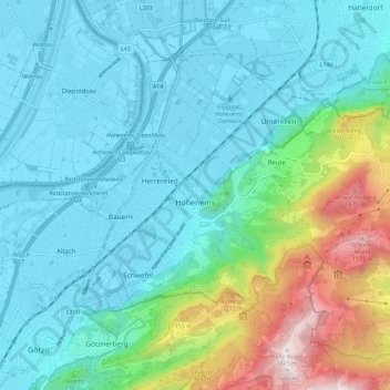 Mappa topografica Hohenems, altitudine, rilievo