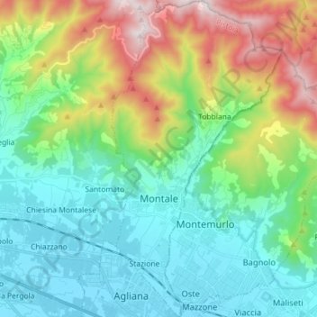 Mappa topografica Montale, altitudine, rilievo