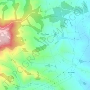 Mappa topografica Mamhead, altitudine, rilievo