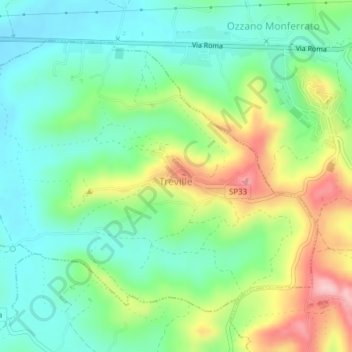 Mappa topografica Treville, altitudine, rilievo