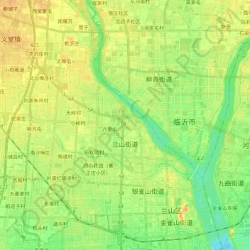 Mappa topografica 兰山街道, altitudine, rilievo