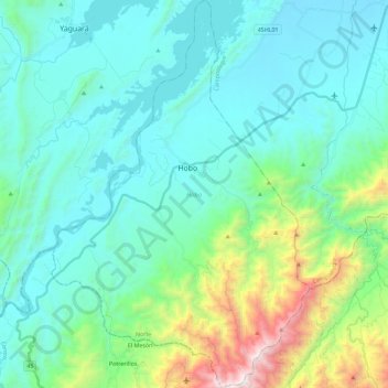 Mappa topografica Hobo, altitudine, rilievo