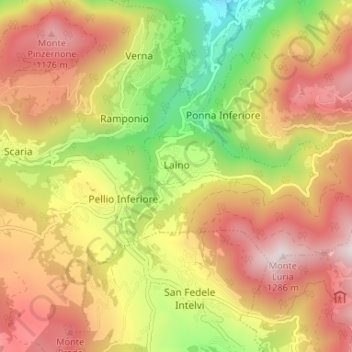 Mappa topografica Laino, altitudine, rilievo