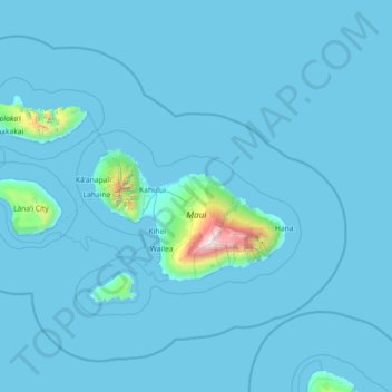 Mappa topografica Maui County, altitudine, rilievo