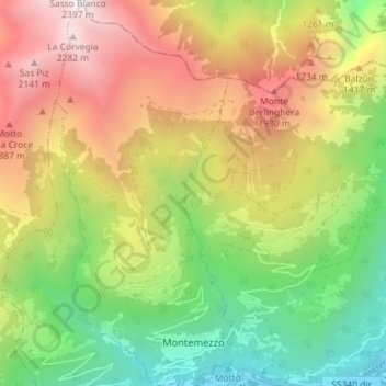 Mappa topografica Montemezzo, altitudine, rilievo