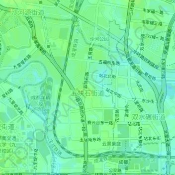 Mappa topografica 五块石街道, altitudine, rilievo