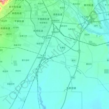 Mappa topografica 西韩岭乡, altitudine, rilievo