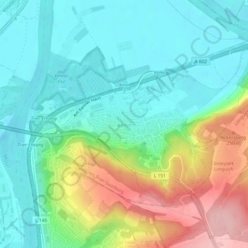Mappa topografica Kenn, altitudine, rilievo