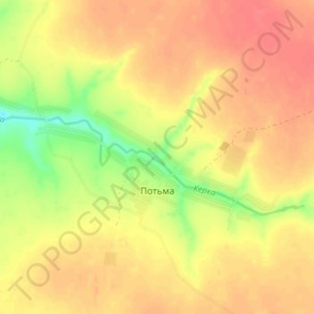 Mappa topografica Потьма, altitudine, rilievo