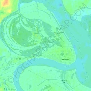 Mappa topografica городское поселение Зырянка, altitudine, rilievo