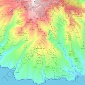 Mappa topografica Alajeró, altitudine, rilievo
