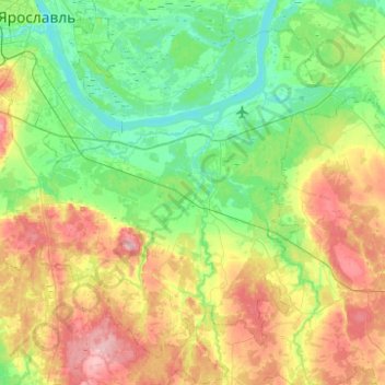 Mappa topografica Туношенское сельское поселение, altitudine, rilievo