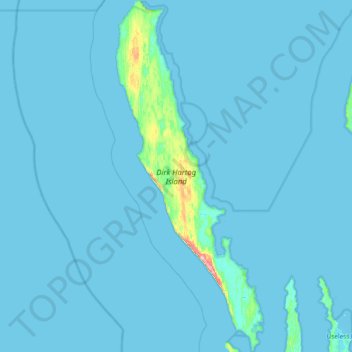 Mappa topografica Dirk Hartog Island, altitudine, rilievo
