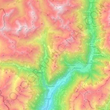 Mappa topografica Grosio, altitudine, rilievo