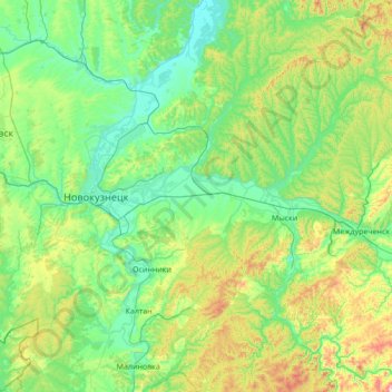 Mappa topografica Центральное сельское поселение, altitudine, rilievo