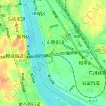 Mappa topografica 广东路, altitudine, rilievo