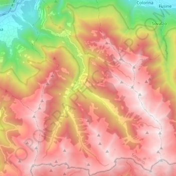 Mappa topografica Tartano, altitudine, rilievo