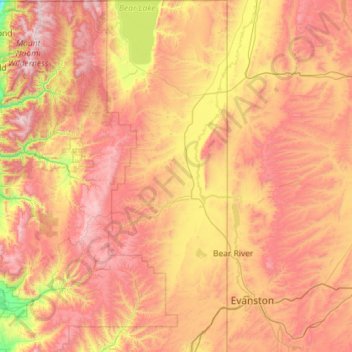 Mappa topografica Rich County, altitudine, rilievo