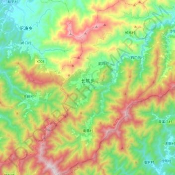 Mappa topografica 长陔乡, altitudine, rilievo