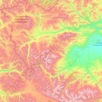 Mappa topografica Бай-Тайгинский кожуун, altitudine, rilievo