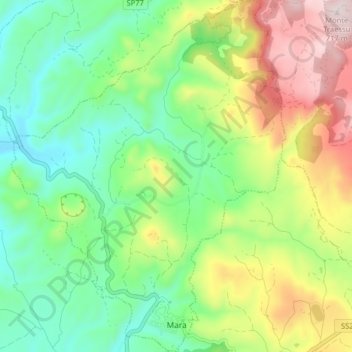 Mappa topografica Mara, altitudine, rilievo