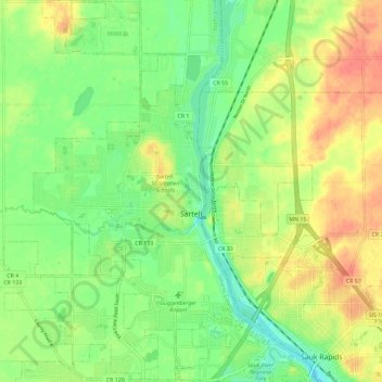 Mappa topografica Sartell, altitudine, rilievo