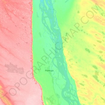 Mappa topografica Хамагаттинский наслег, altitudine, rilievo