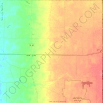 Mappa topografica New Lyme Township, altitudine, rilievo