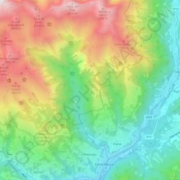 Mappa topografica Premolo, altitudine, rilievo