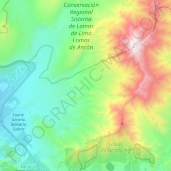Mappa topografica Parque Ecológico Nacional Antonio Raimondi, altitudine, rilievo