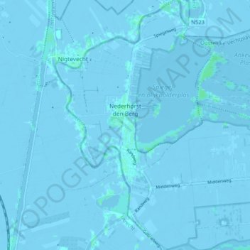 Mappa topografica Nederhorst den Berg, altitudine, rilievo