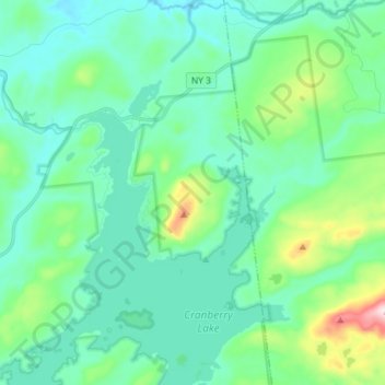 Mappa topografica Cranberry Lake, altitudine, rilievo