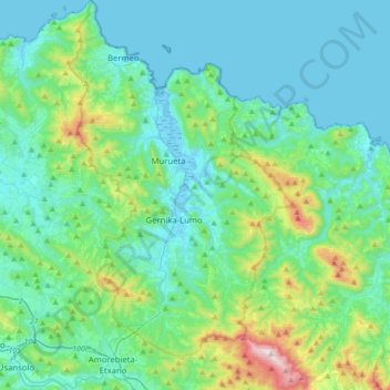 Mappa topografica Biscay, altitudine, rilievo