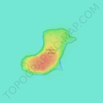 Mappa topografica Raspberry Island, altitudine, rilievo