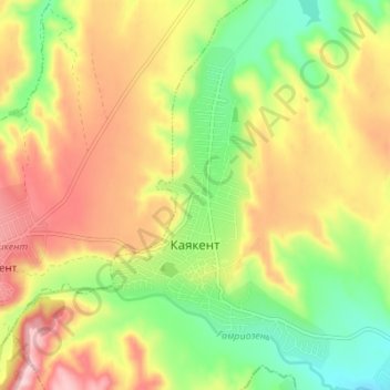 Mappa topografica Каякент, altitudine, rilievo