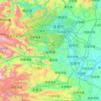 Mappa topografica 长阳土家族自治县, altitudine, rilievo