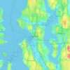 Mappa topografica Seattle, altitudine, rilievo