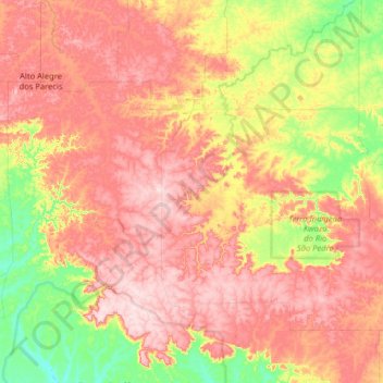 Mappa topografica Parecis, altitudine, rilievo