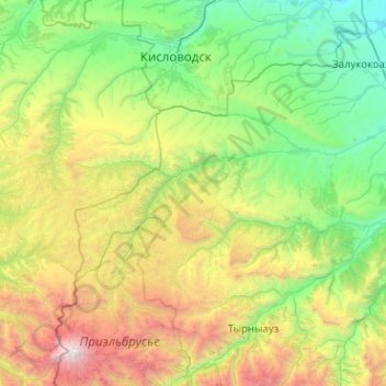 Mappa topografica Raïon de Zol, altitudine, rilievo